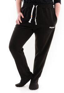 lady wearing Sloungies loungewear with anti slip sole